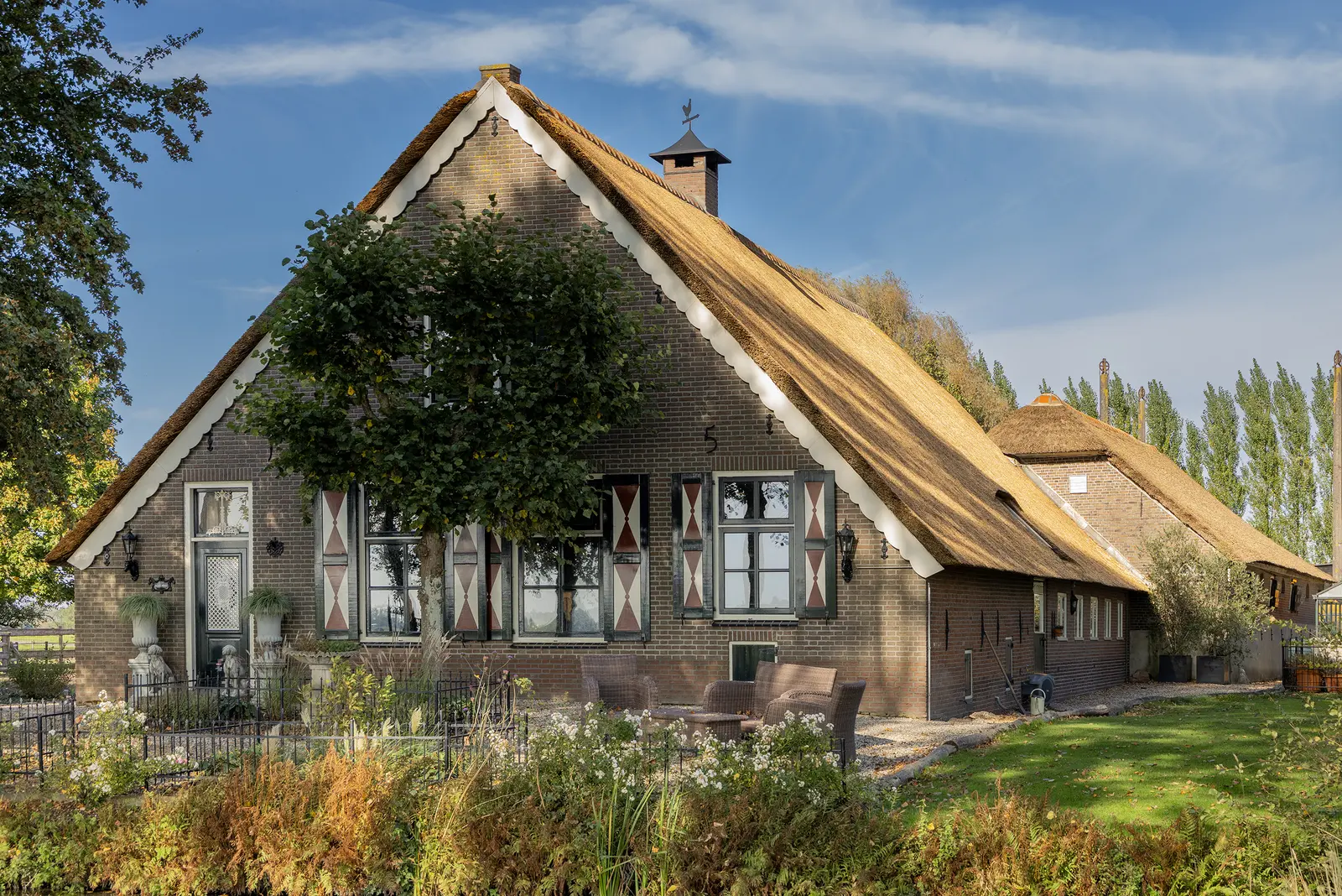 Opgeleverde boerderij met nieuw rieten dak